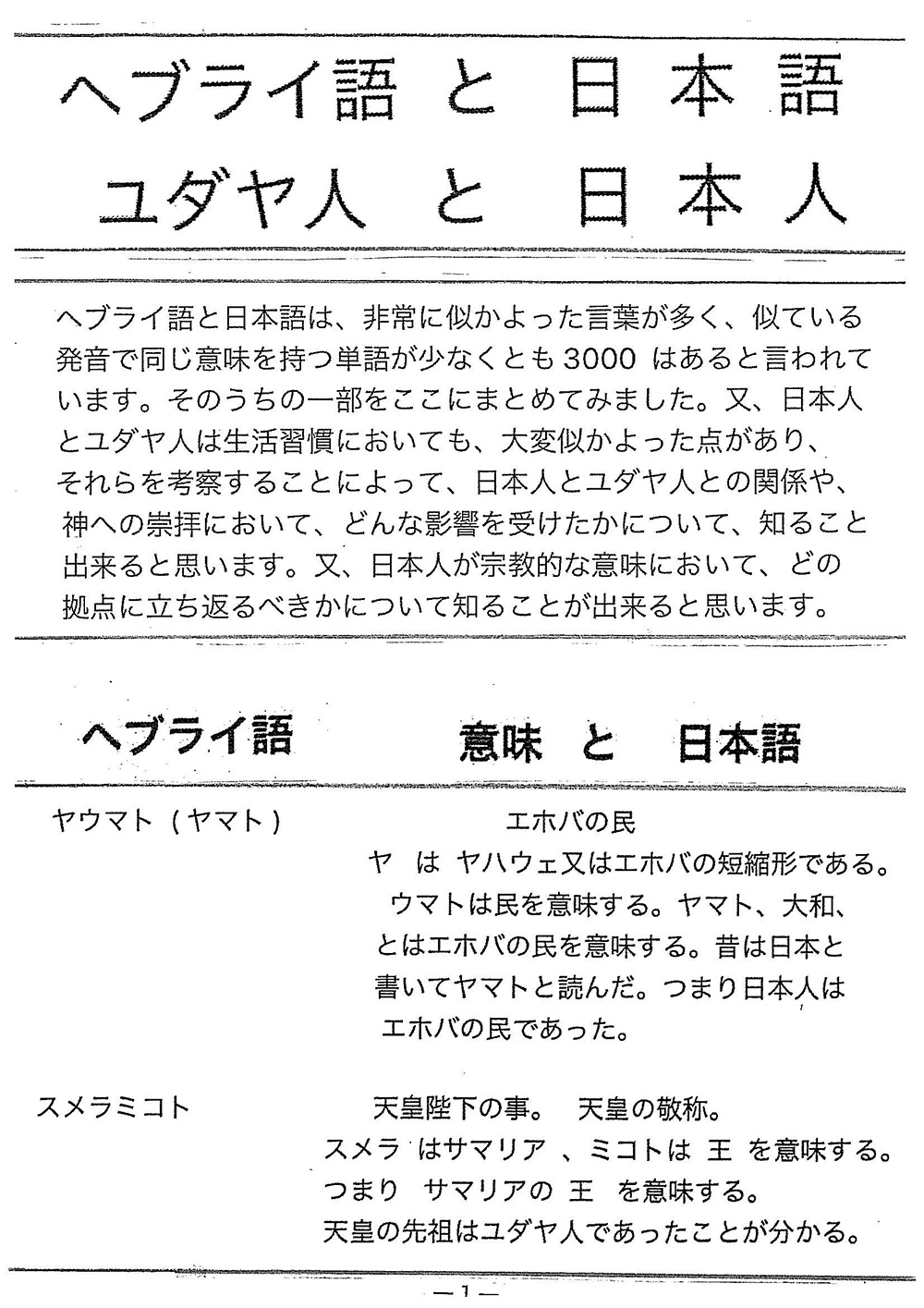 金子画廊 ヘブライ語と日本語を比較する